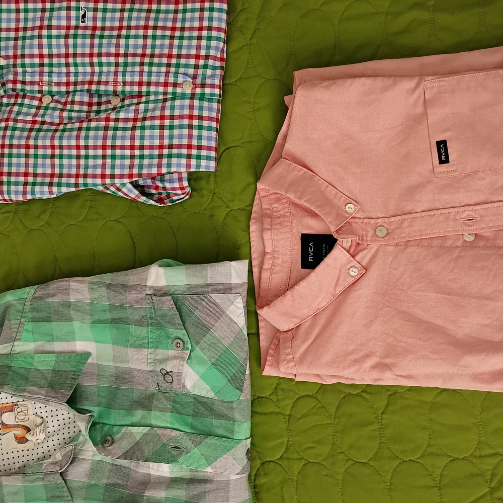 RVCA Pink Button-Up Shirt